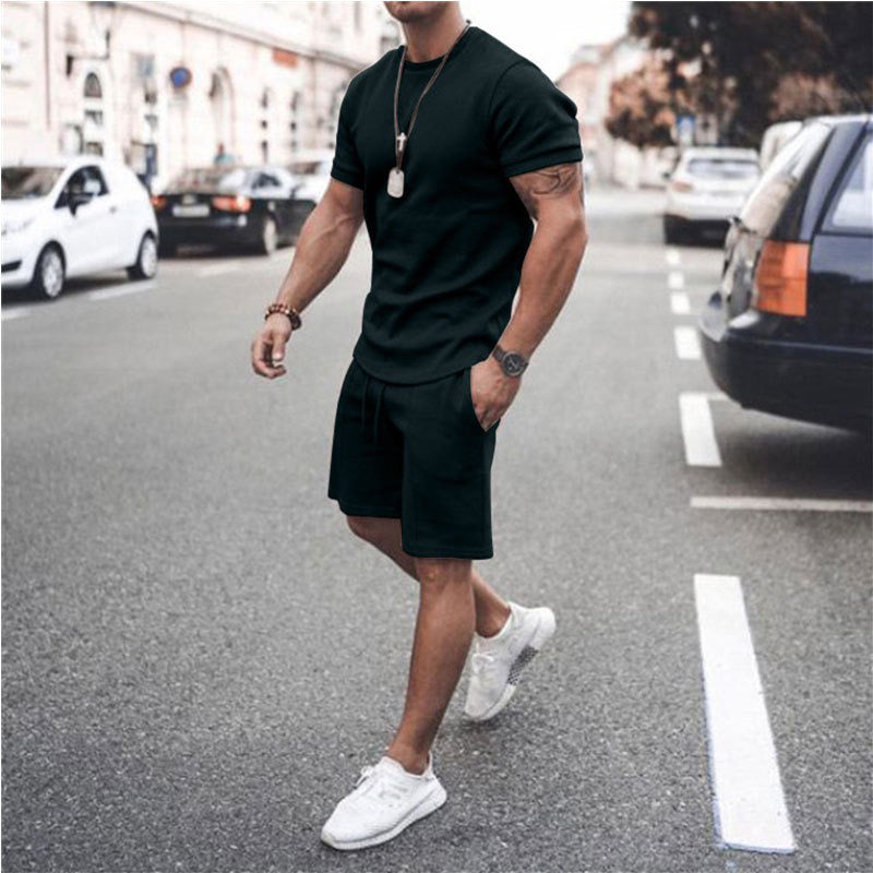 Solid Men Casual Short Sleeve Tracksuit