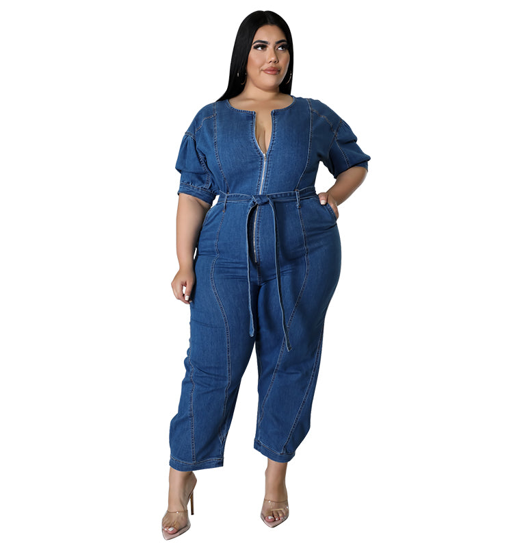 Large Size Women's Denim Jumpsuit