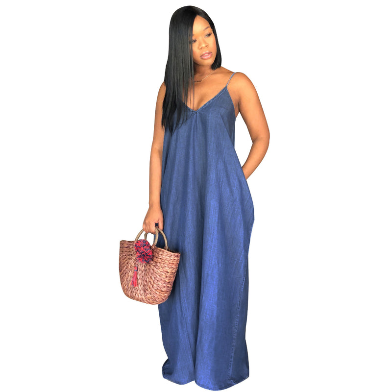 Casual Solid Loose Off Shoulder Maxi Dress