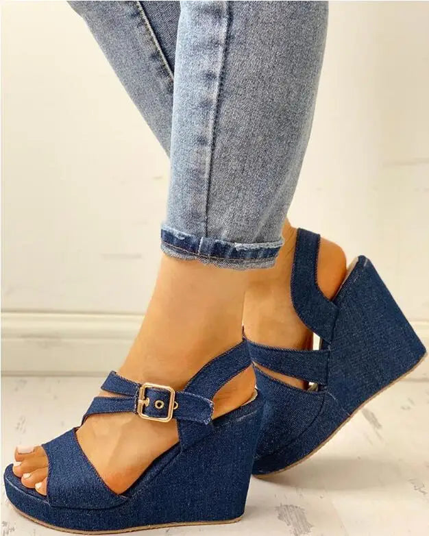 Women Wedges Summer Blue Platform Sandals