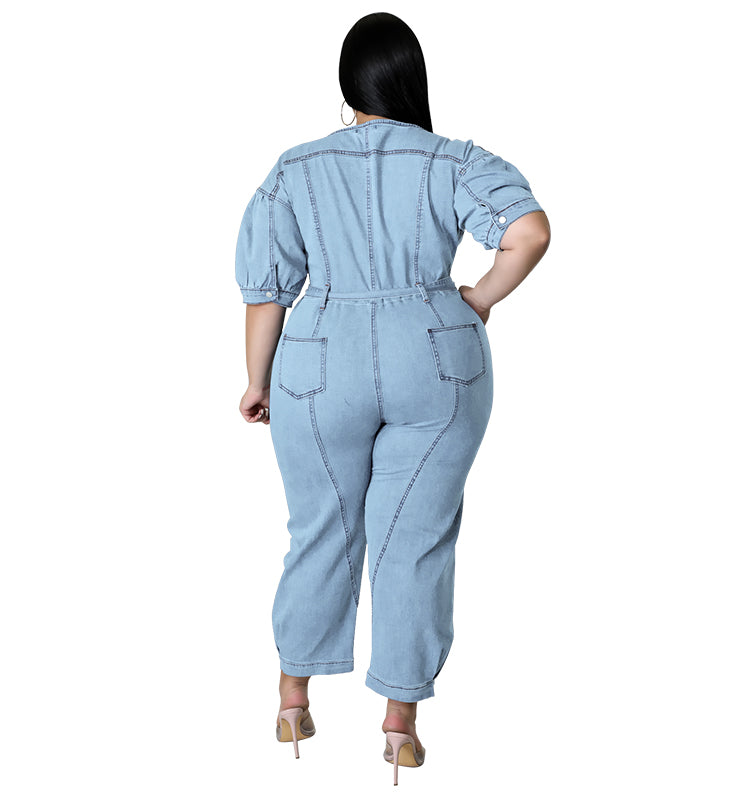 Large Size Women's Denim Jumpsuit