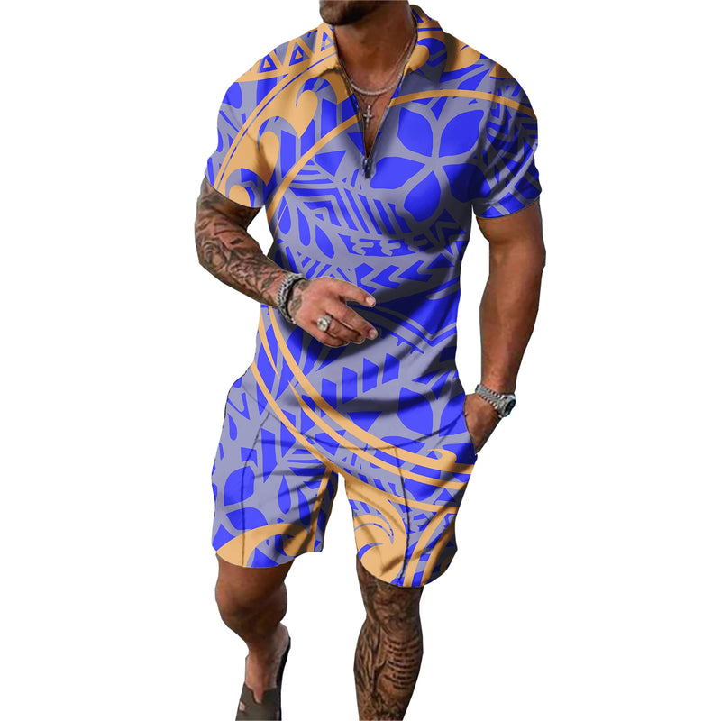 Custom Polynesian Print Polo Set