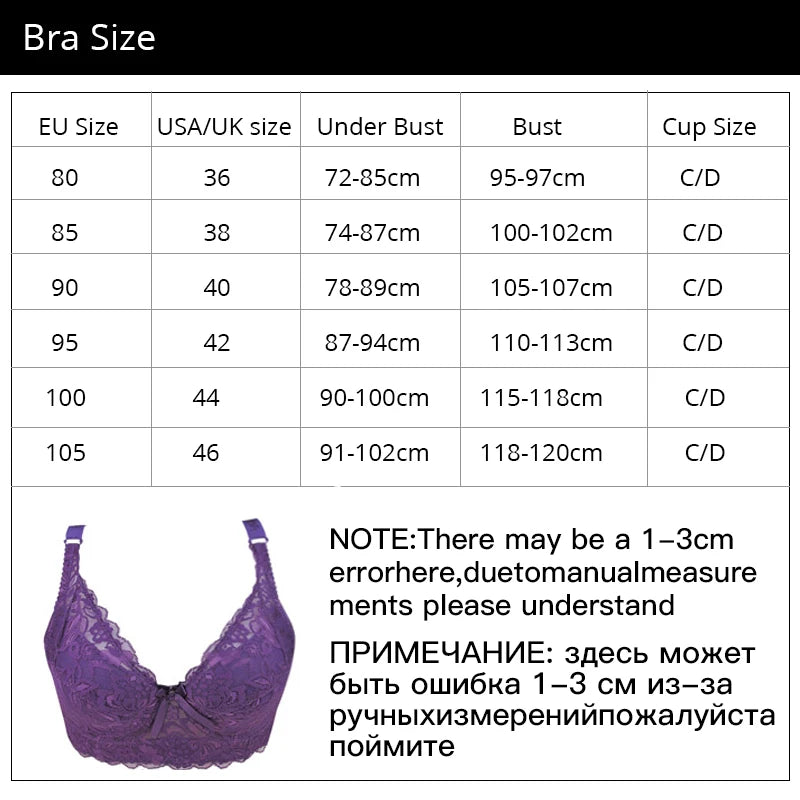 Plus Size Lace Bras for Women's Sexy Lingerie