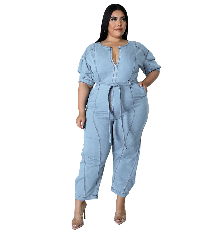 Large Size Women's Denim Jumpsuit