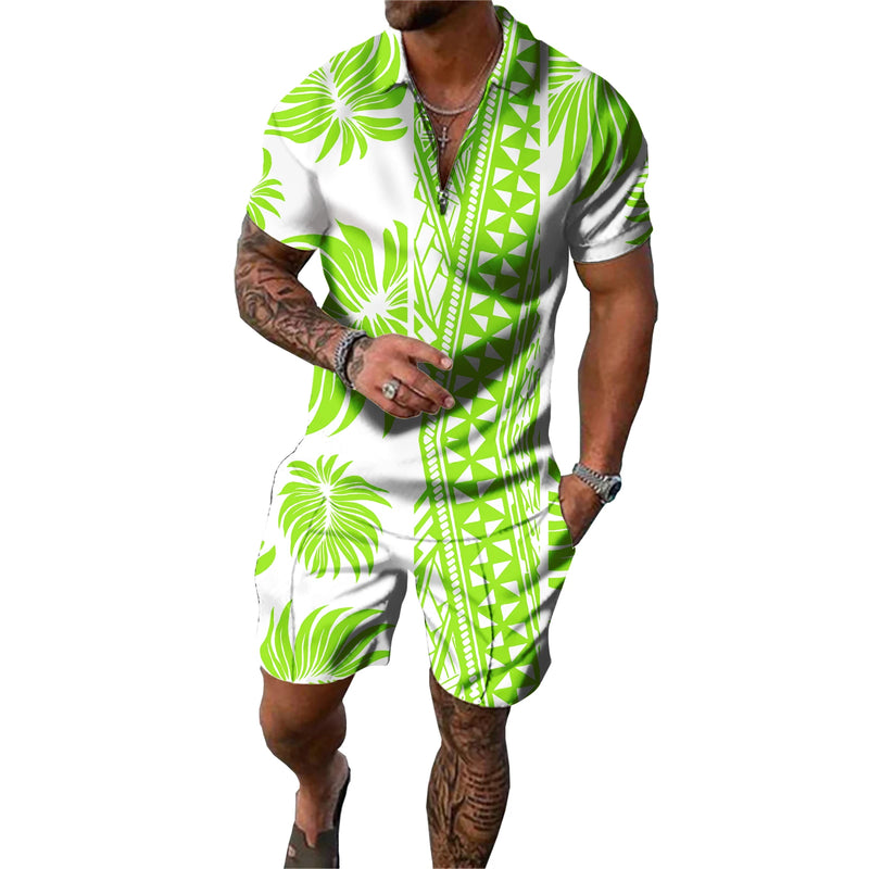 Custom Polynesian Print Polo Set