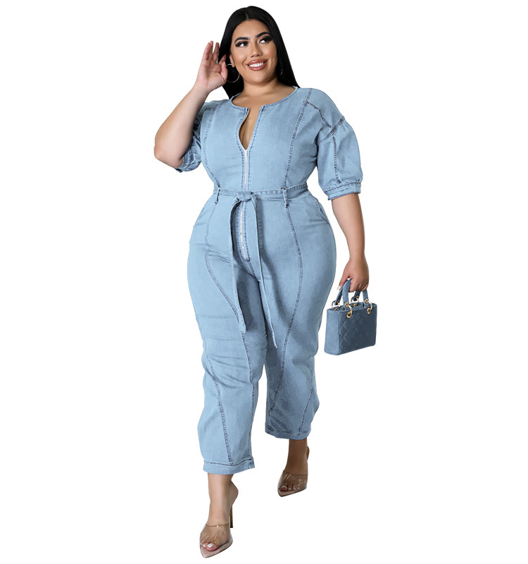 Large Size Women's Denim Jumpsuit