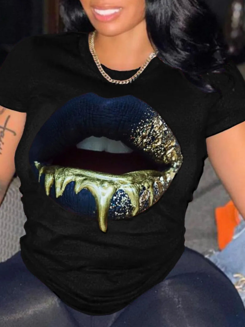 Plus Size Rhinestone Decor T-Shirt