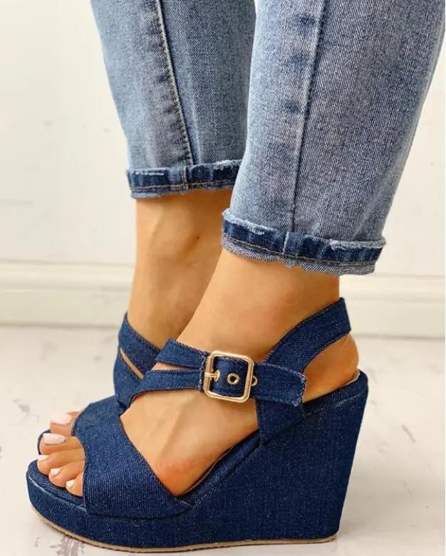 Women Wedges Summer Blue Platform Sandals