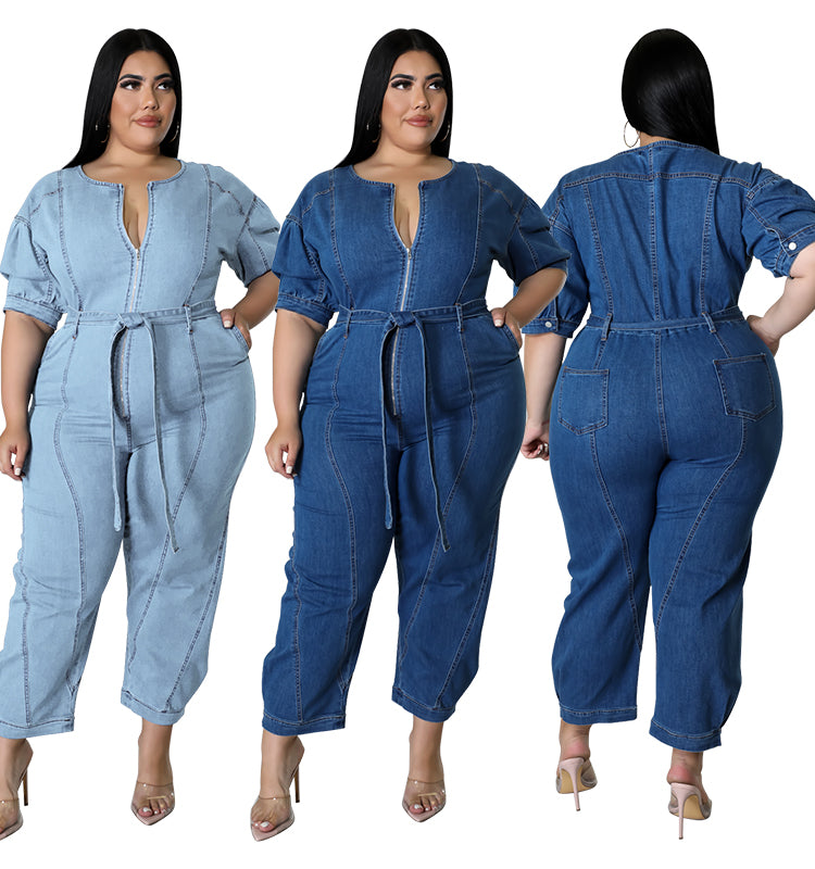 Large Size Women's Denim Jumpsuit