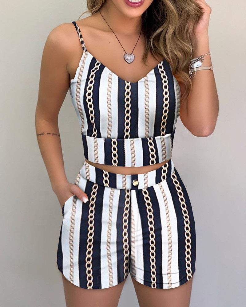 Women Multi-Color Sleeveless Crop Top