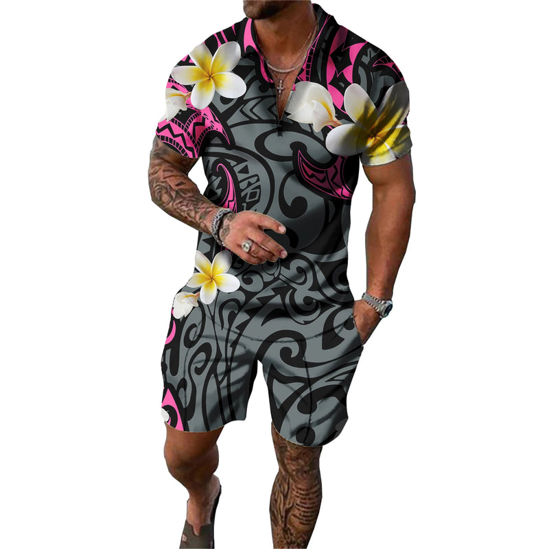 Custom Polynesian Print Polo Set