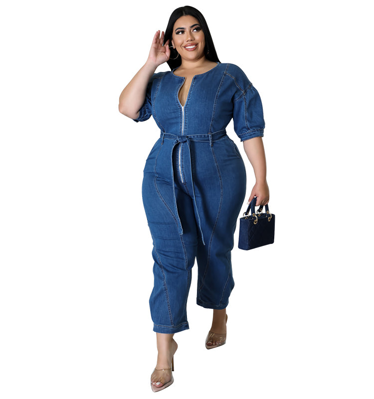 Large Size Women's Denim Jumpsuit