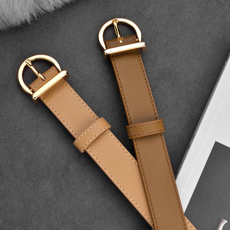 Women Genuine Leather Thin Belts