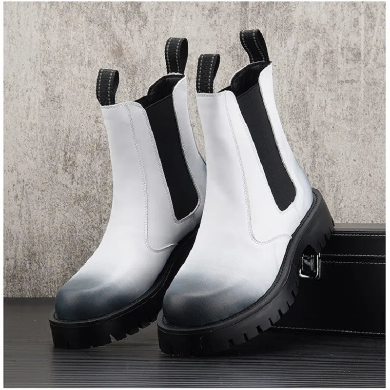 British Fashion White Chelsea Boots