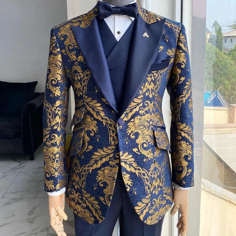 Floral Jacquard Tuxedo Suits