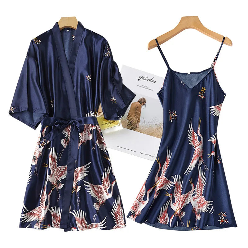 Sexy Print Crane Nightdress