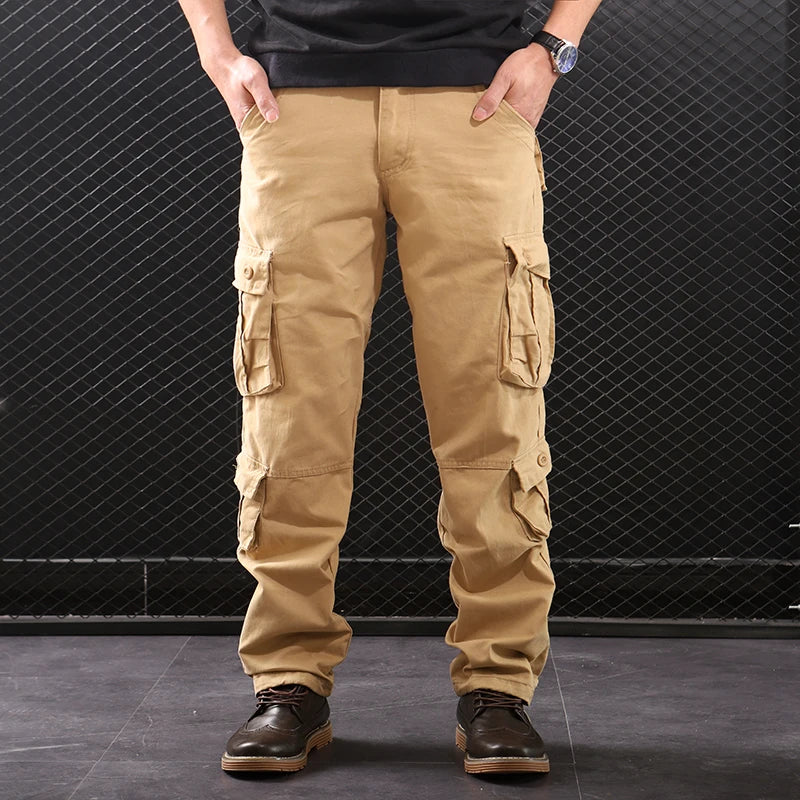 Multi-Pocket Baggy Casual Slacks