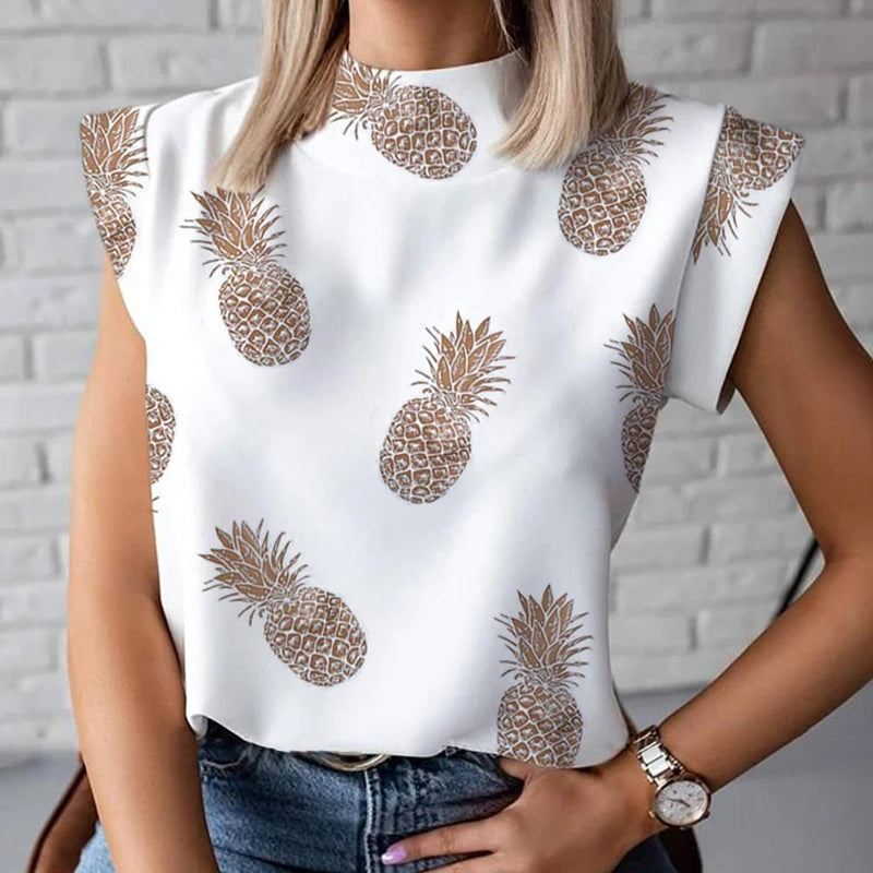 Women Elegant Lips Print Blouse