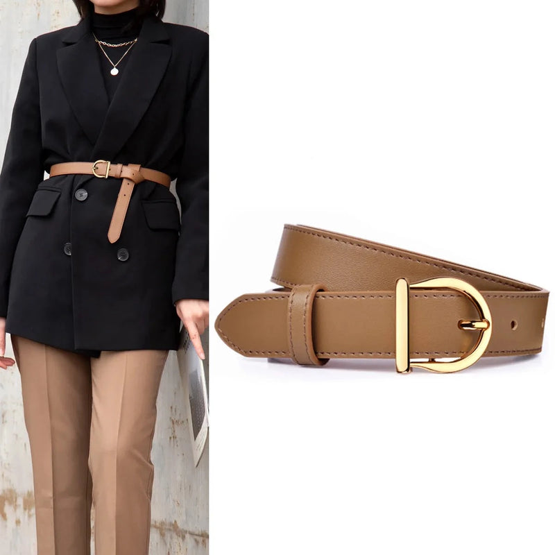 Women Genuine Leather Thin Belts