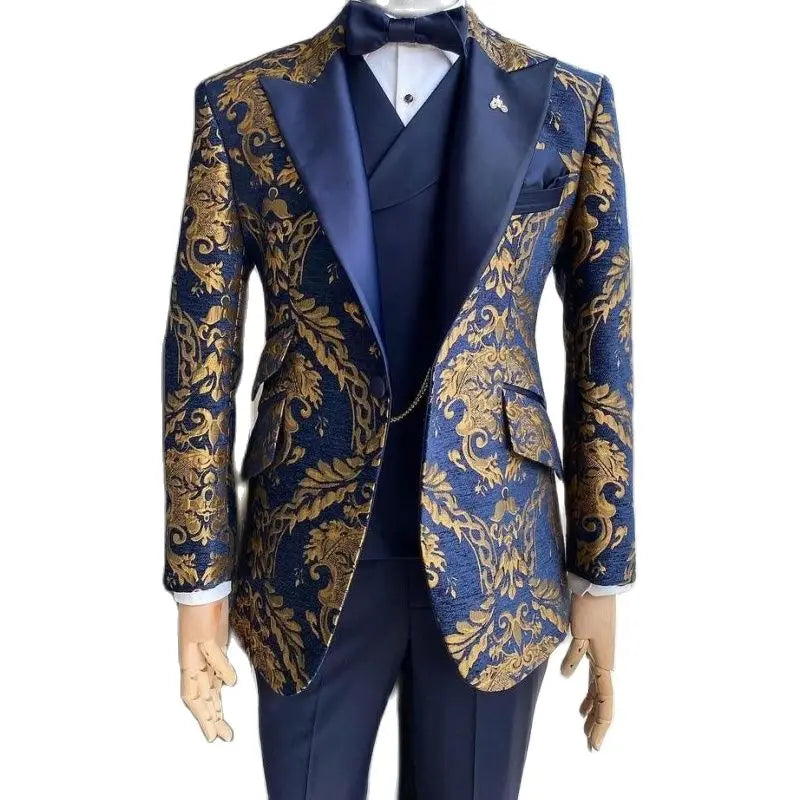 Floral Jacquard Tuxedo Suits