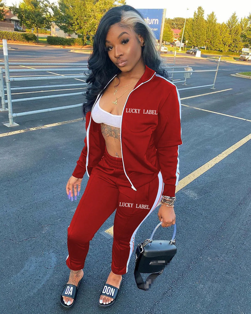 Piece Set Tracksuit Zip Jackets