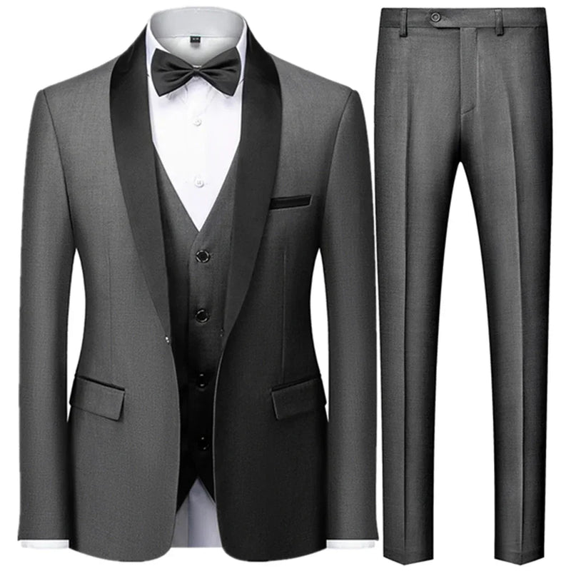 Men Marriage Color Black Collar Suits