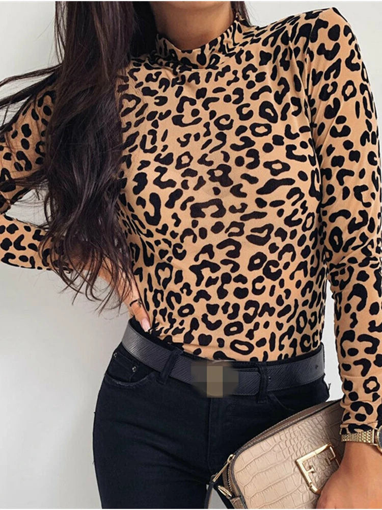 Turtle Neck Long Sleeve Blouse