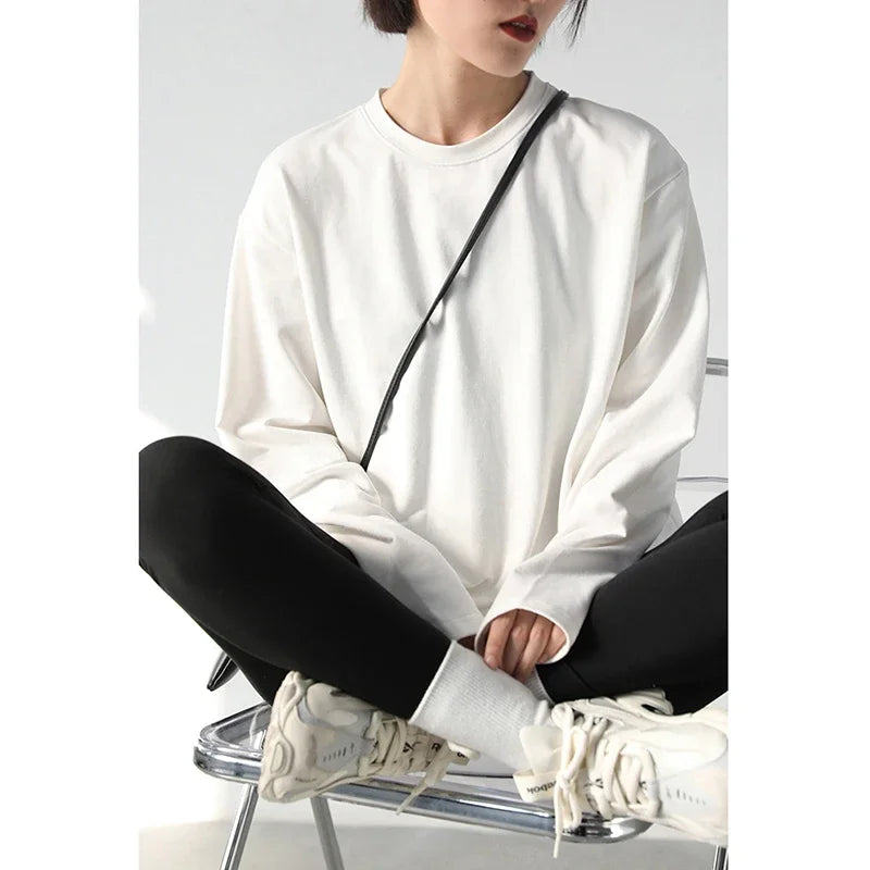 Solid Color Loose Long Sleeve T-shirt