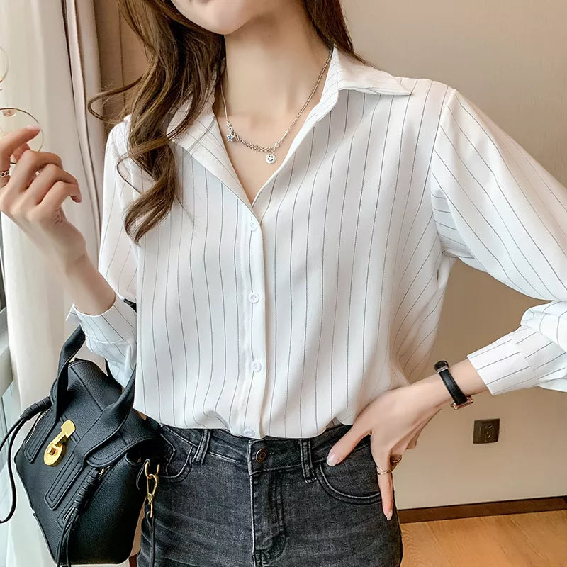 Chiffon Long Sleeve Shirt Tops