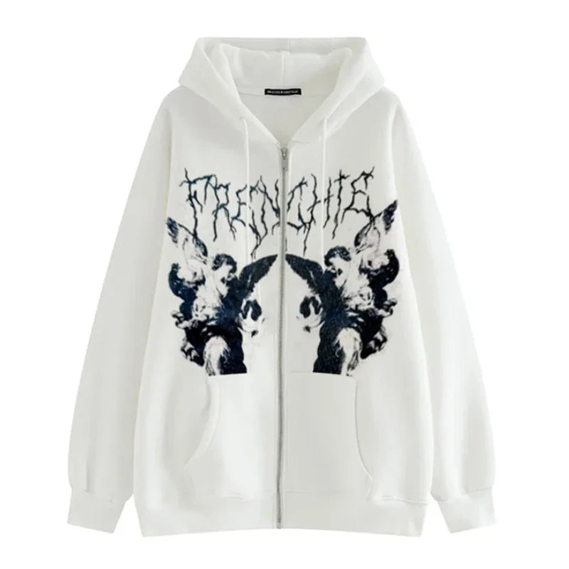 Vintage Angel Print Hoodies