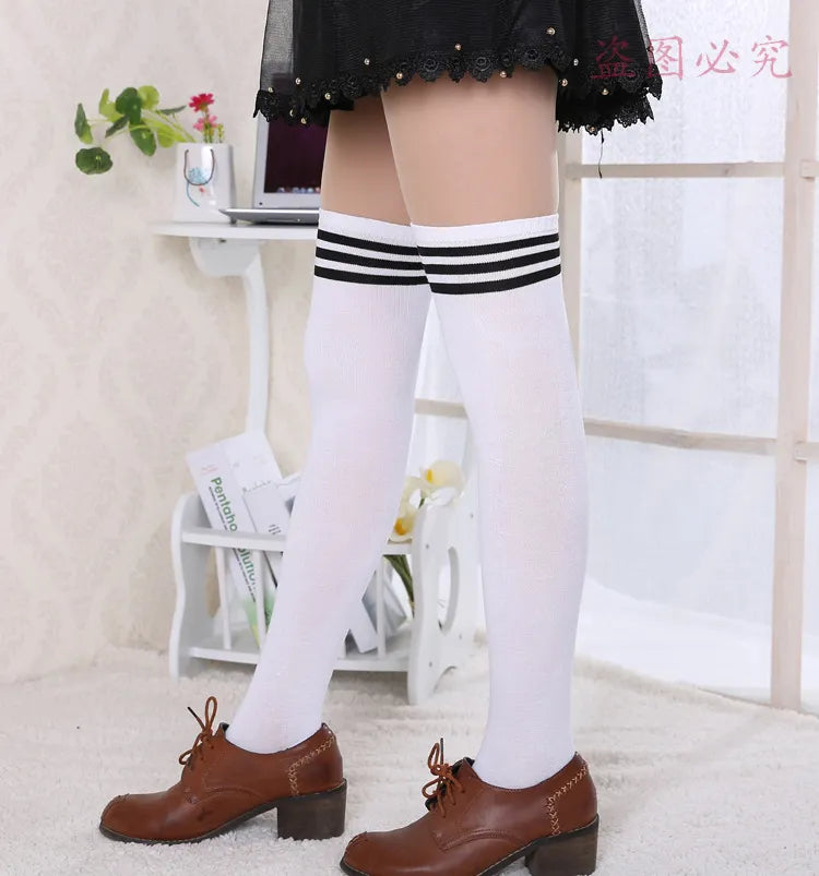 Sexy Black White Striped Long Socks