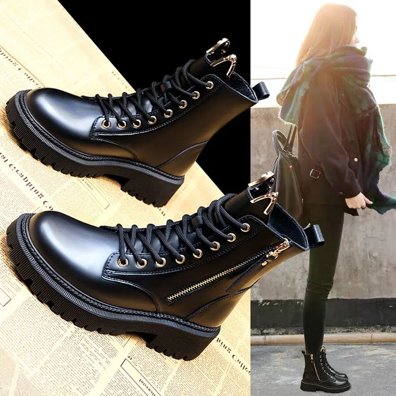 Women's PU Leather Ankle Boots