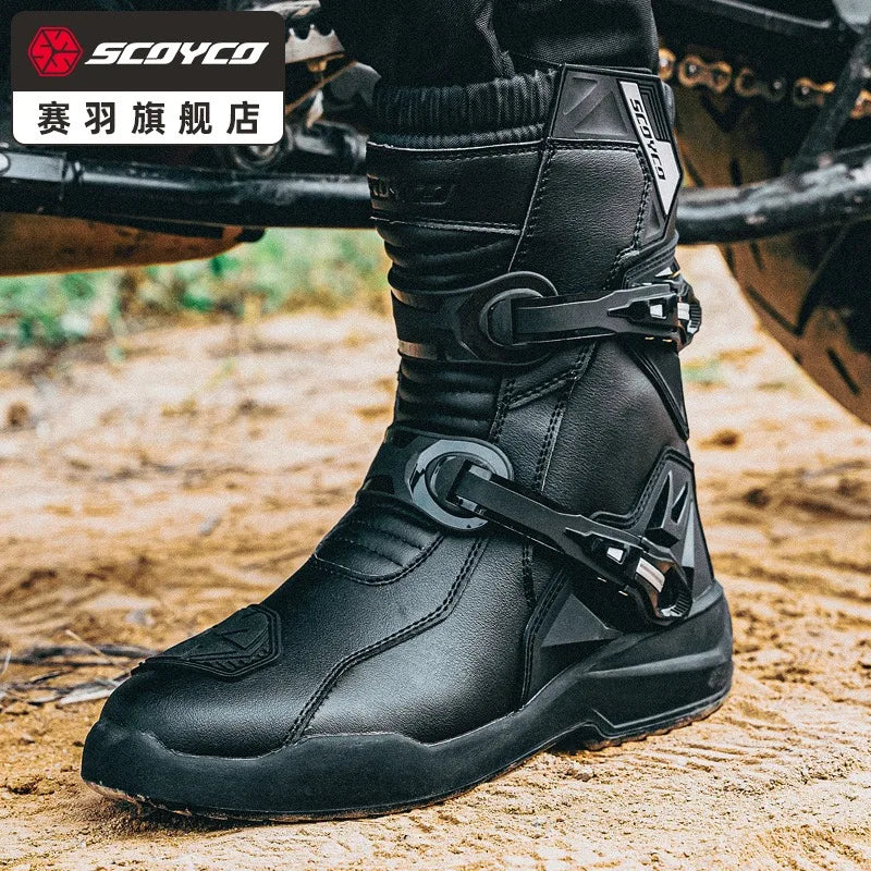 Waterproof Leather Brown Motorcycle Boots