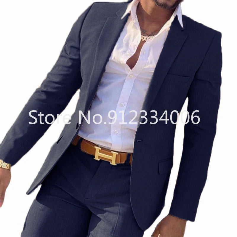 Men Slim Fit Wedding Groomsmen Suits