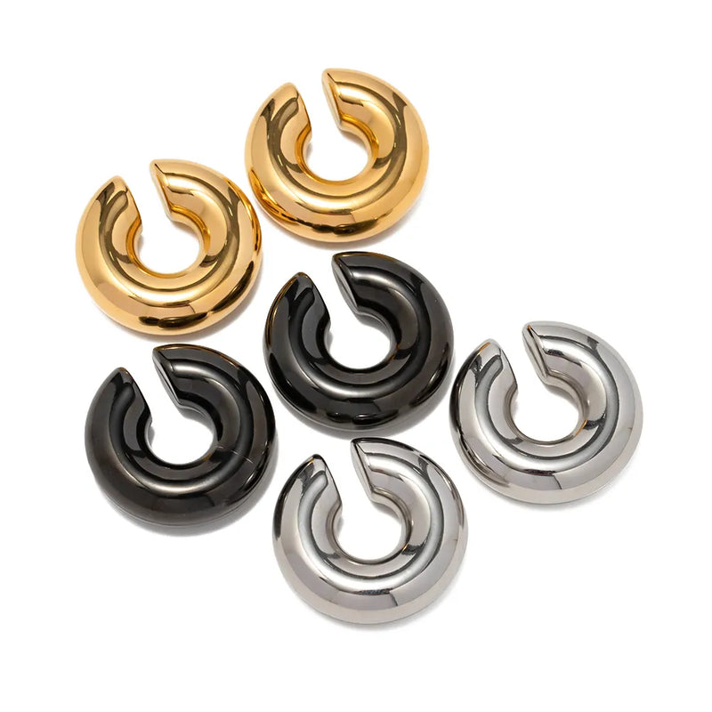 Women Stainless Steel PVD Hoop Earrings