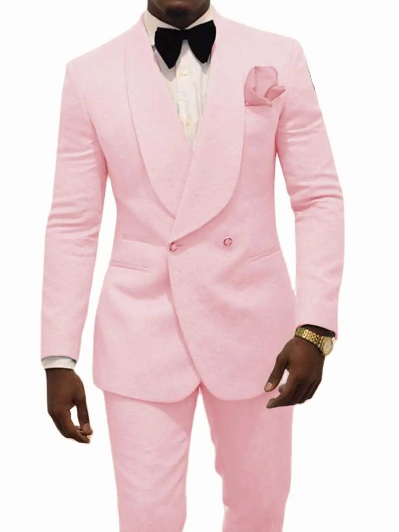 White Groom Tuxedos Shawl Lapel Suits