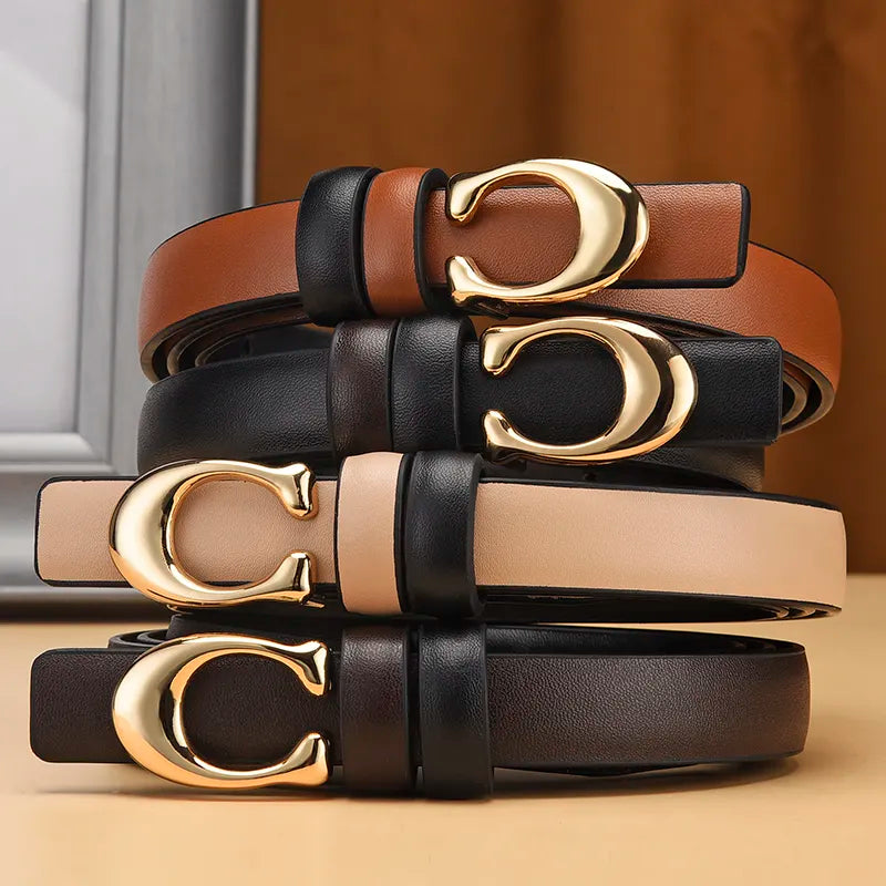 Women's C-shaped Buckle Thin Belt