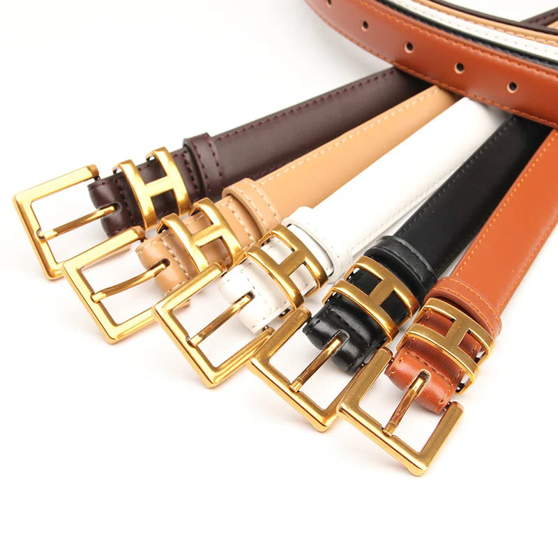 Women Luxury PU Leather Thin Belts