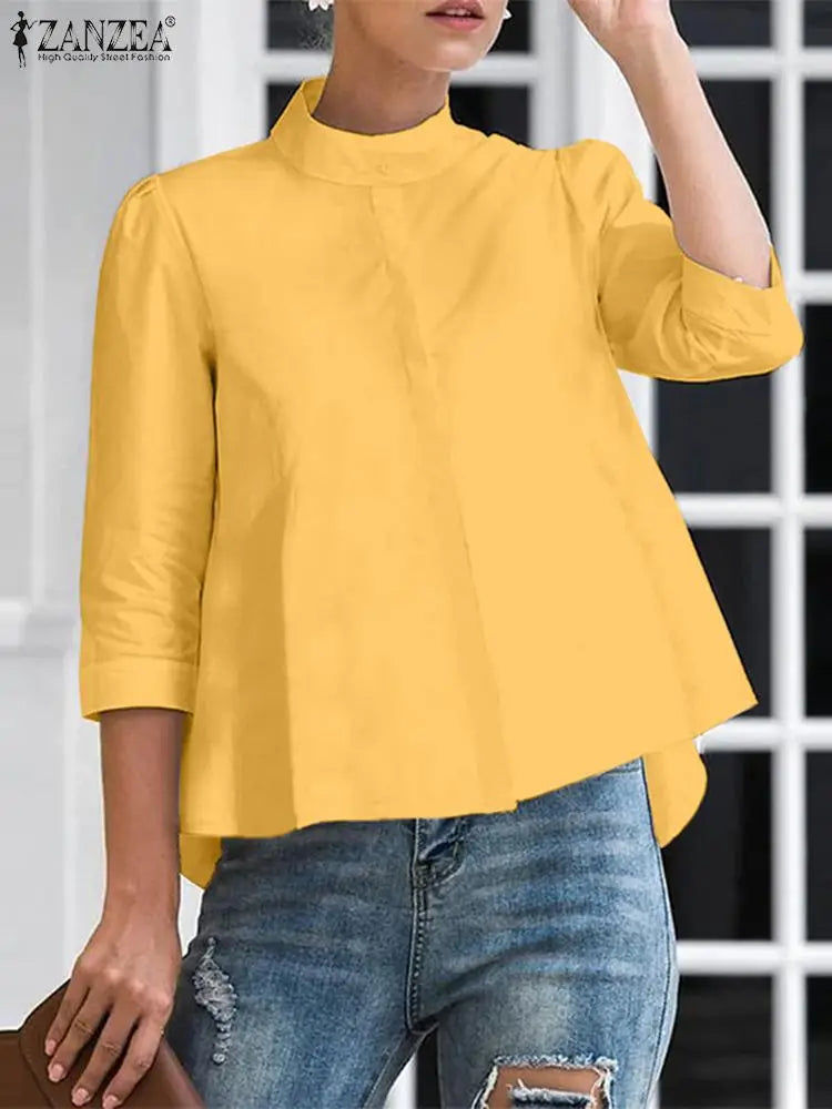 Women Street Solid Color Blouse