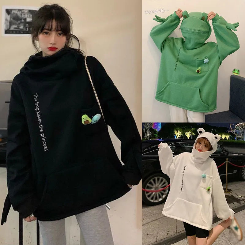 Woman Kawaii Frog Hoodies