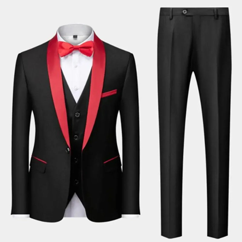 Men Marriage Color Black Collar Suits