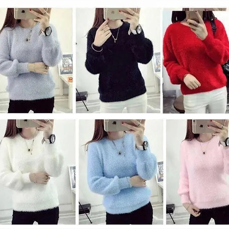 Long Puff Sleeve  Elastic Casual Sweater