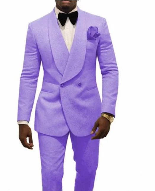 White Groom Tuxedos Shawl Lapel Suits