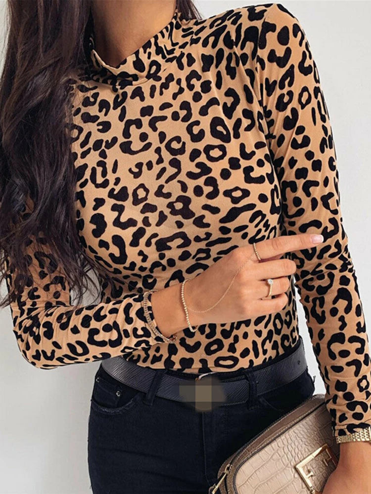 Turtle Neck Long Sleeve Blouse