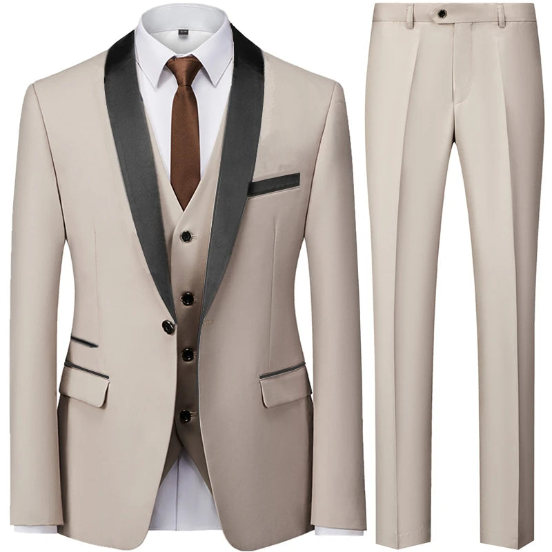 Suit Coat Pants Vest 3 Pcs Set