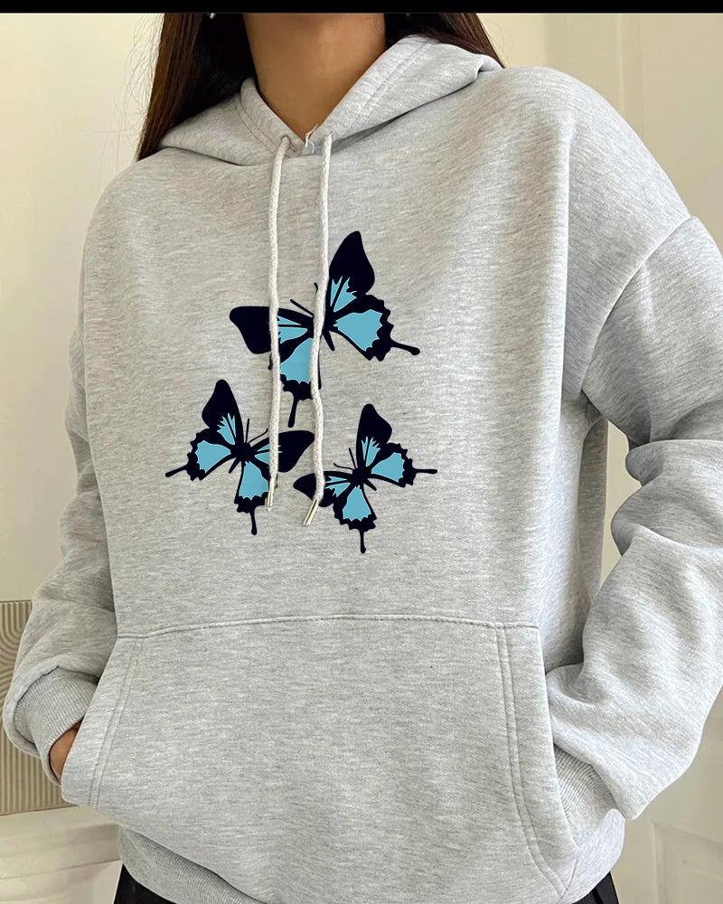 Chic Butterflies Graphic Print Hoodies