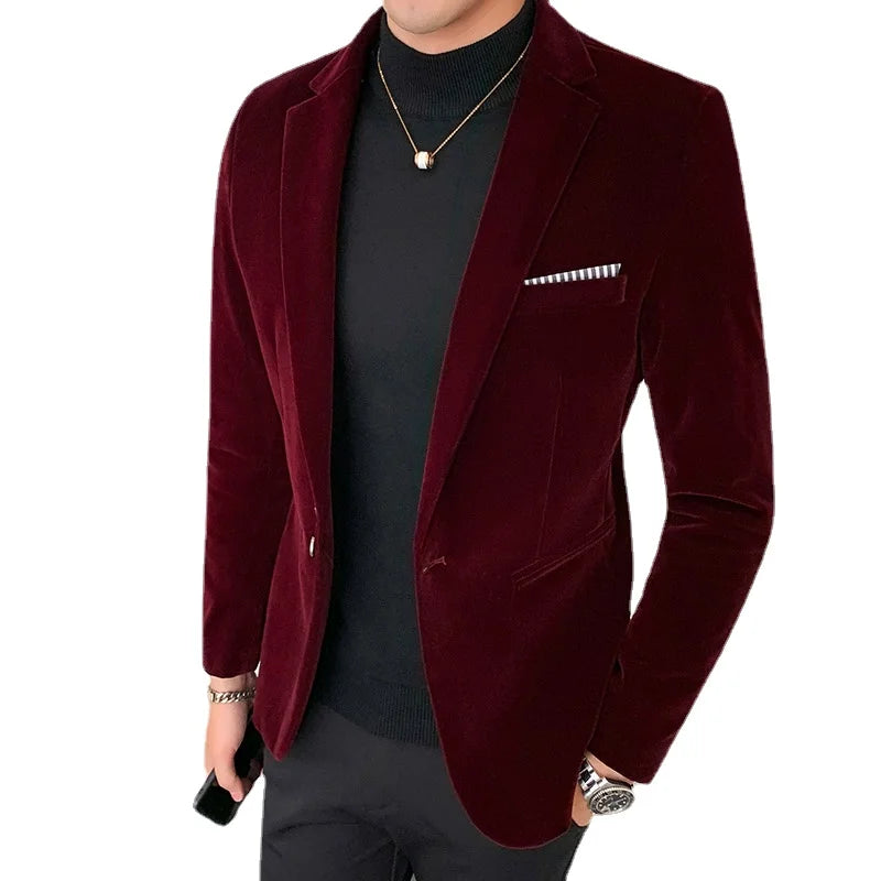 Mens Blazer Jacket Fashion Casual Suit