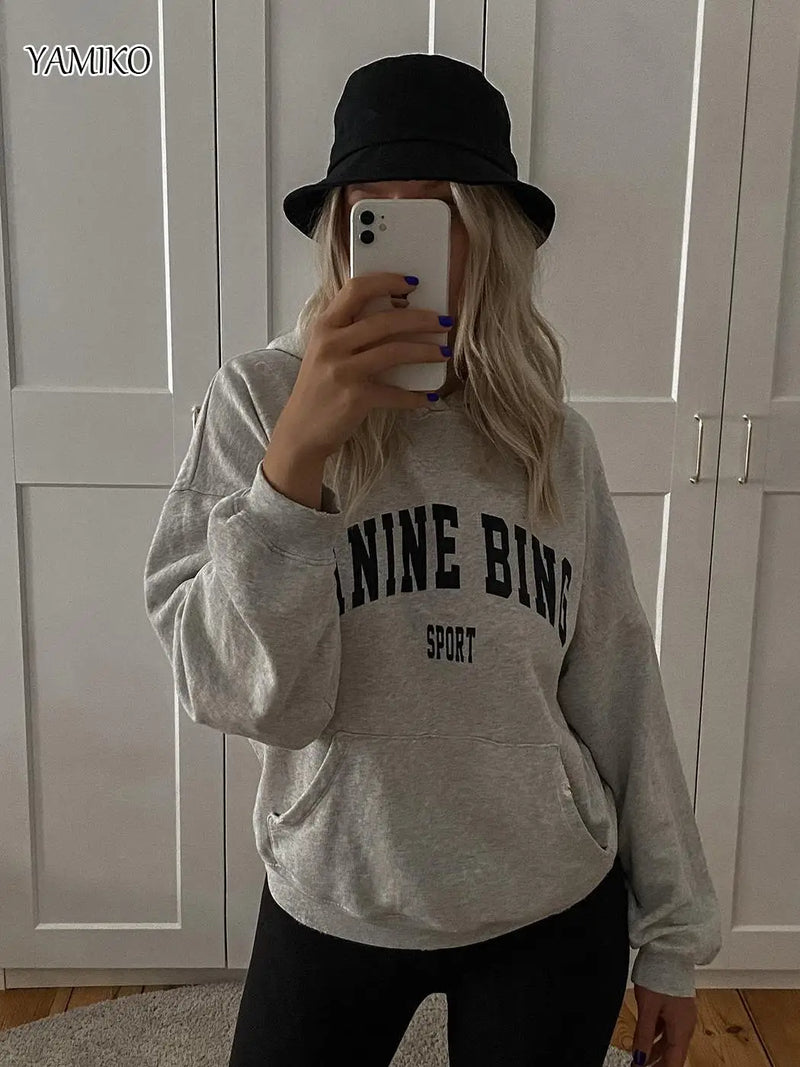 Women Cotton Letter Sport Hoodies