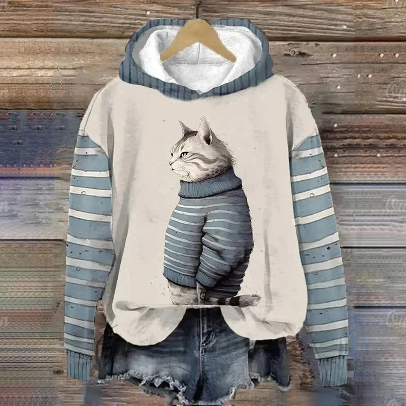 Kawaii Cat Animals Print Hoodie