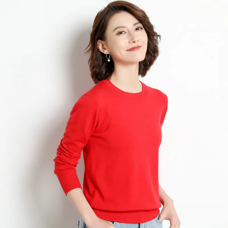 Women Sweater O-neck Jumpers